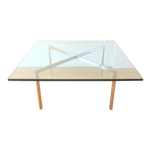 Mid Century Modern Glass & Chrome Coffee Table For Sale