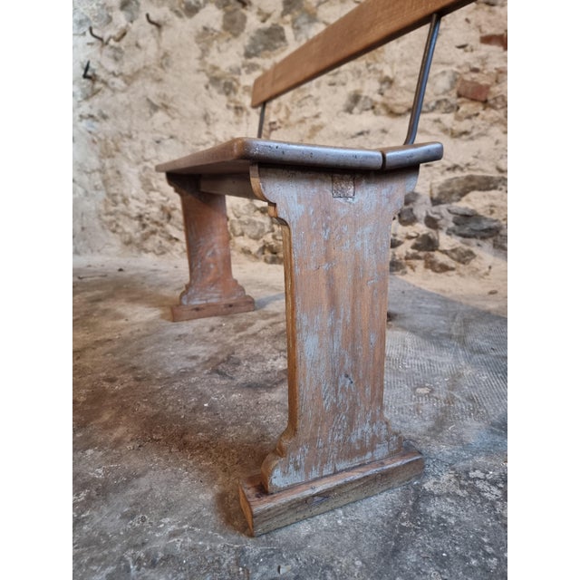 1920s Vintage French Wooden Bench, 1920s For Sale - Image 5 of 16