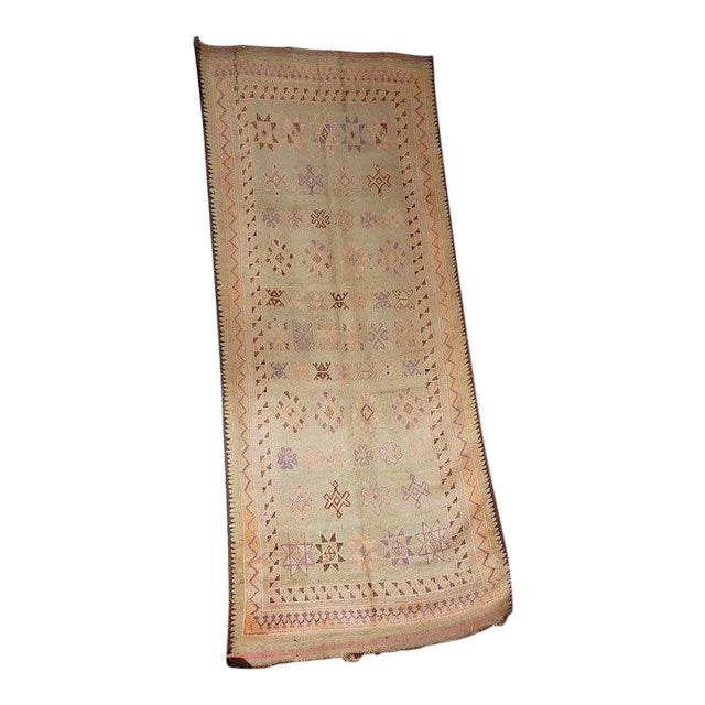 Vintage Moroccan Berber Tribal Faded Rug For Sale