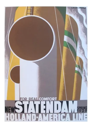 Classic French Art Deco Poster, Statendam Oceanliner Restrike