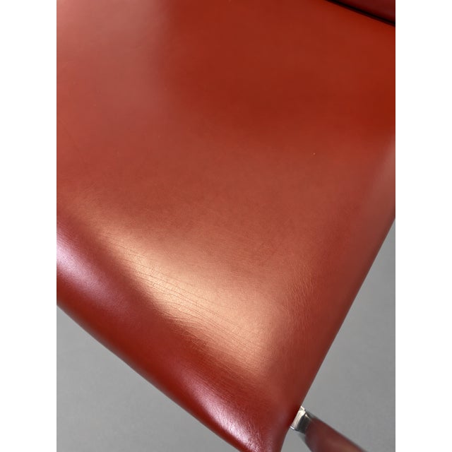 Maroon Eve 184 Armchairs in Leather and Steel by Piero Lissoni for Cassina, 2010s, Set of 4 For Sale - Image 8 of 12