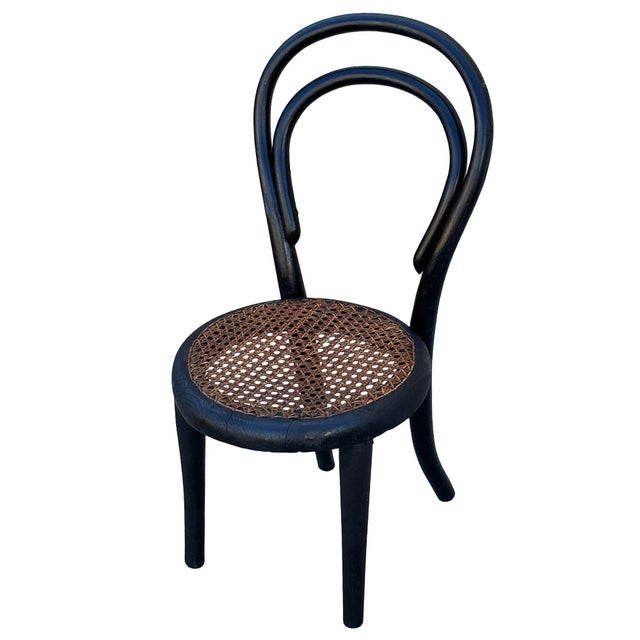 Victorian Early 20th Century Vienna Secession Bent Oak & Cane Children's Side Chair No. 13 Attributed to Thonet For Sale - Image 3 of 8