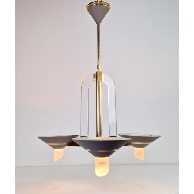 Vintage French Brass Acrylic Chandelier, 1970s For Sale - Image 12 of 15