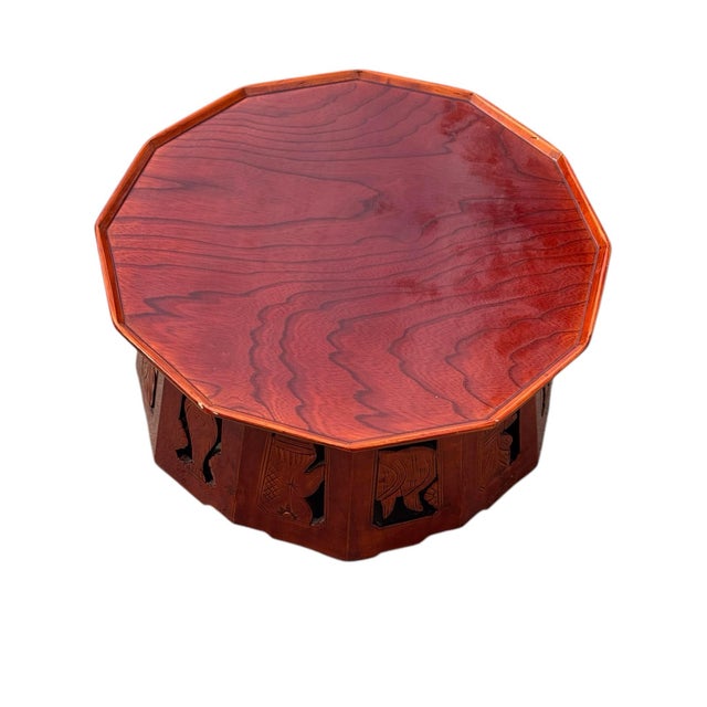 Early 20th Century Meiji Period Red Lacquer Octagon Footstool/Plant Stand For Sale In Phoenix - Image 6 of 12