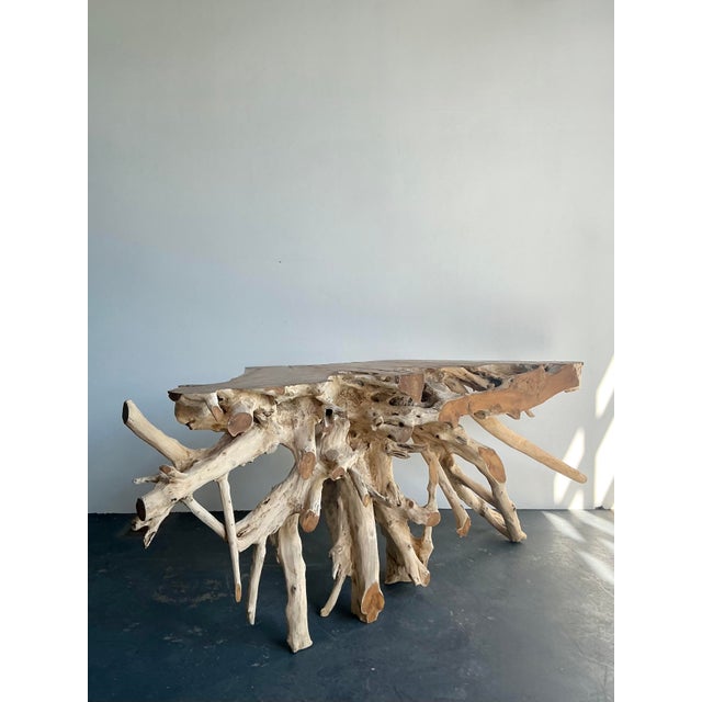 Wood Vintage Boho Natural Root Console Table For Sale - Image 7 of 10