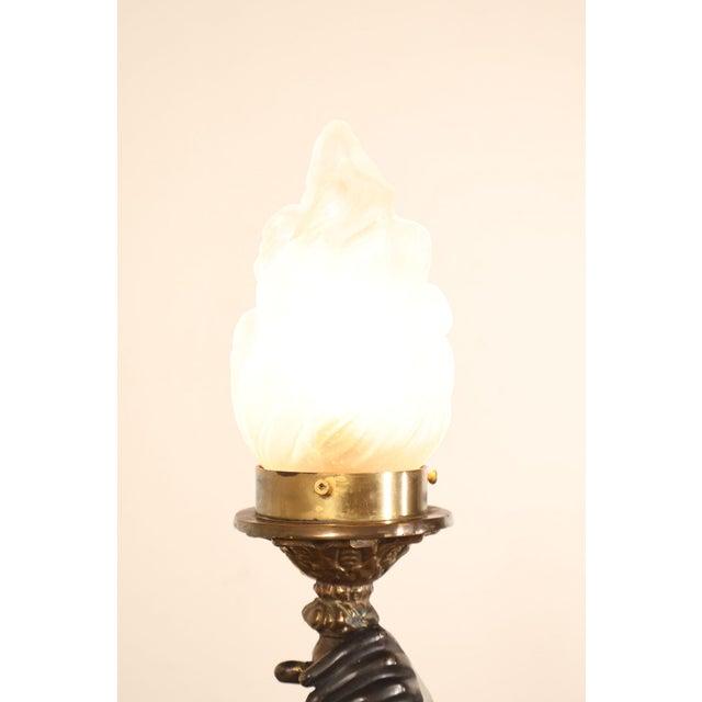 Late 20th Century Late 20th Century Neoclassical Style Pair Of Bronze Figural Torchere Floor Lamps For Sale - Image 5 of 18