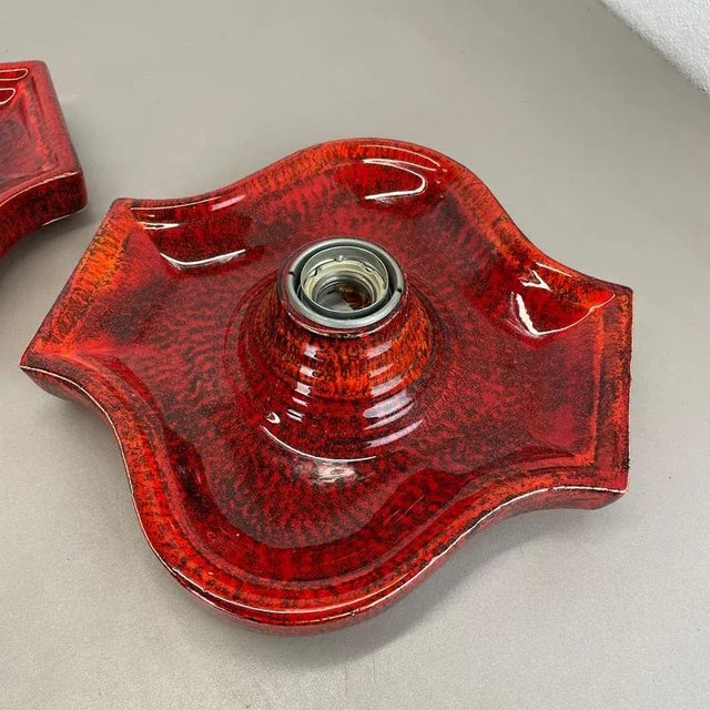 Red Ceramic Fat Lava Wall Lights from Hustadt Lights, Germany, 1970s, Set of 2 For Sale - Image 18 of 18