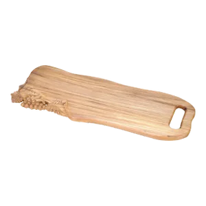 Wave Shaped Teak Cutting Board With Grapes