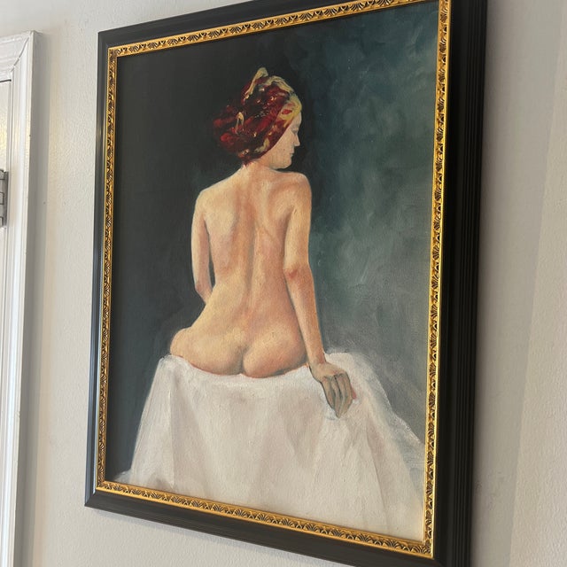 20 Th European School Century Oil on Canvas Figurative Portrait Signed Framed Lady in Red Turban Made in 1980 For Sale In Washington DC - Image 6 of 12