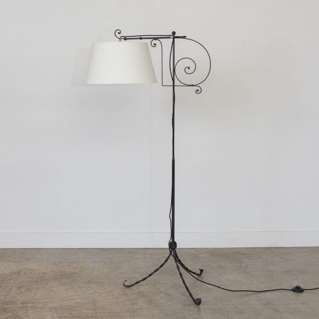 1940s French Adjustable Iron Floor Lamp For Sale - Image 4 of 15