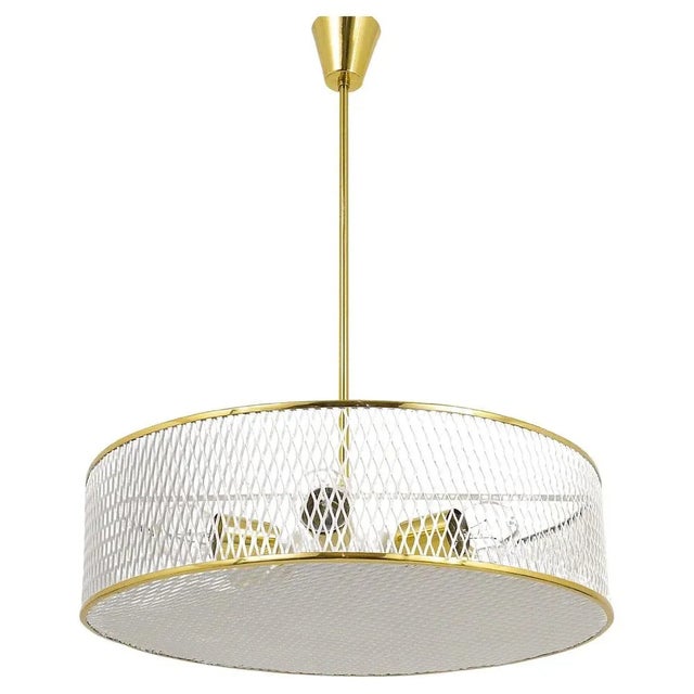 Mid-Century Brass Pendant Lamp attributed to Mathieu Matégot, France, 1950s For Sale - Image 11 of 11