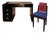 Art Deco Style Black Lacquered Desk and Chair, Set of 2 For Sale