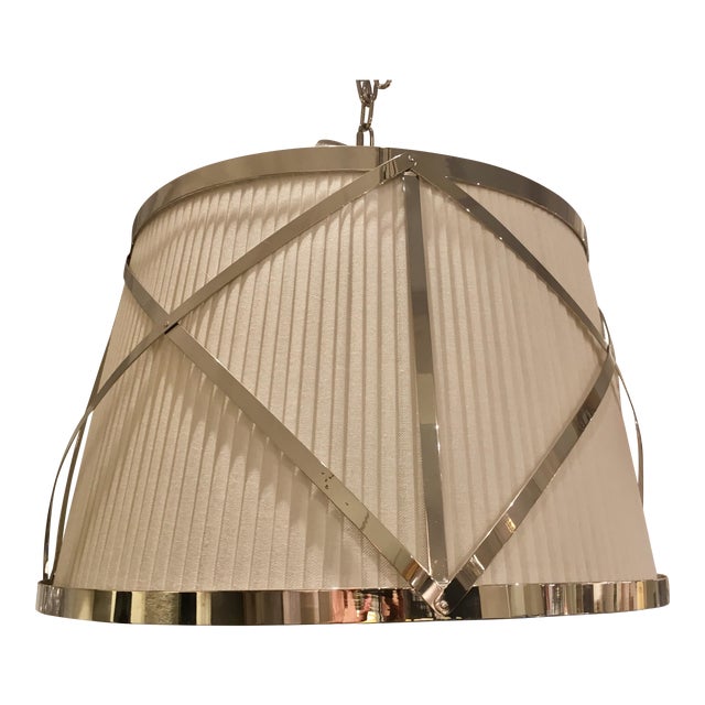 Polished Nickel Pleated Drum Shade Pendant Light New Chairish