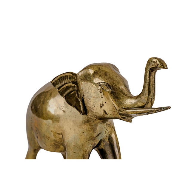 Metal Vintage Mid-Century Modern Solid Brass Elephant Figurine For Sale - Image 7 of 10