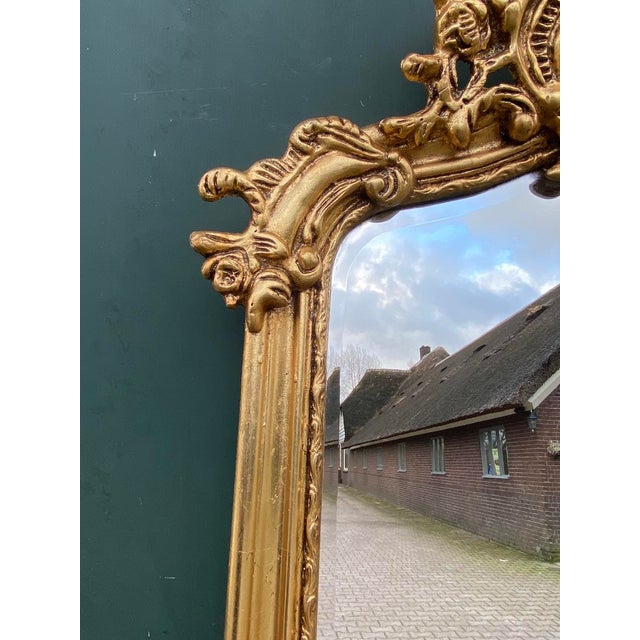 Late 20th Artisan Rococo Gold Wood Floor Mirror Pair For Sale - Image 13 of 18