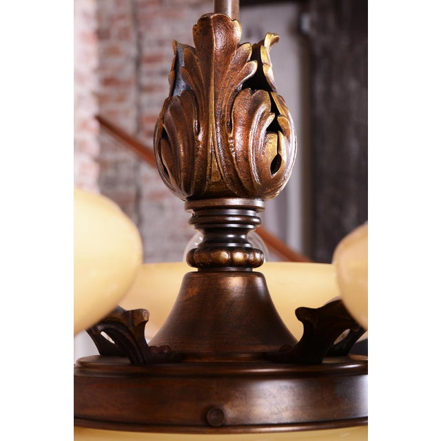 Art Deco Salon Chandelier in Brass, 1920s For Sale - Image 9 of 16
