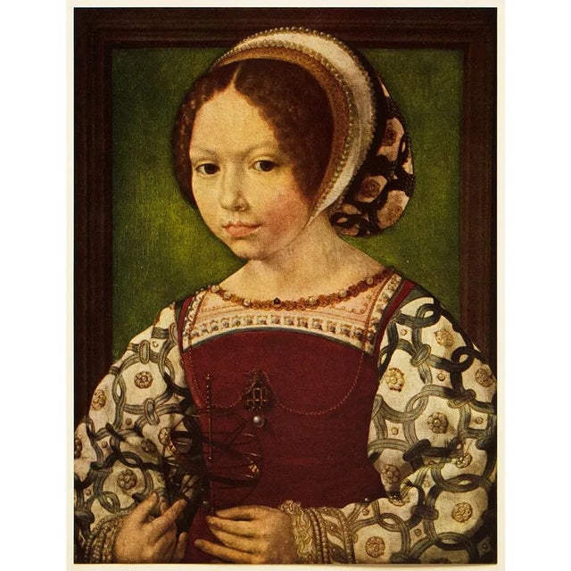 Paper 1956 After Mabuse (Jan Gossaert) "A Little Girl", Vintage Full-Color Print For Sale - Image 7 of 8