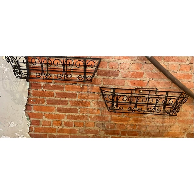 Mid-20th Century Wrought Iron Wall Planters, Pair of Decorative Boxes For Sale - Image 12 of 12