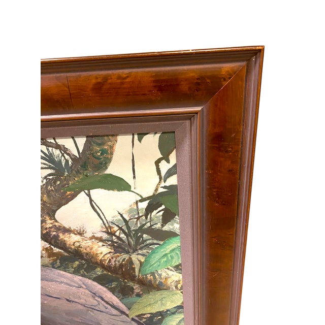 Late 20th Century Falcons Original Oil Painting Richard Sloan Style Maya Temple Birds Rainforest For Sale - Image 13 of 13