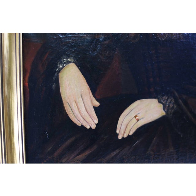 1857 Portrait of a Lady Original Oil on Canvas American Attributed to Moses. B. Russell Pinxt New York For Sale In Chicago - Image 6 of 14