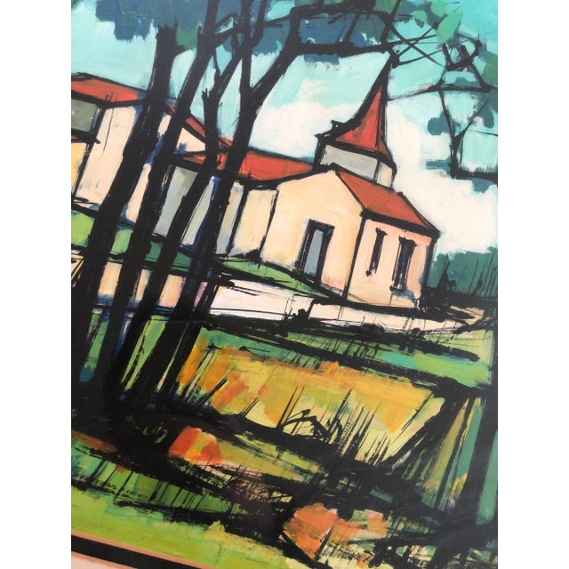 Art Nouveau Vintage Watercolor Painting Pastoral Landscape 70s For Sale - Image 3 of 7