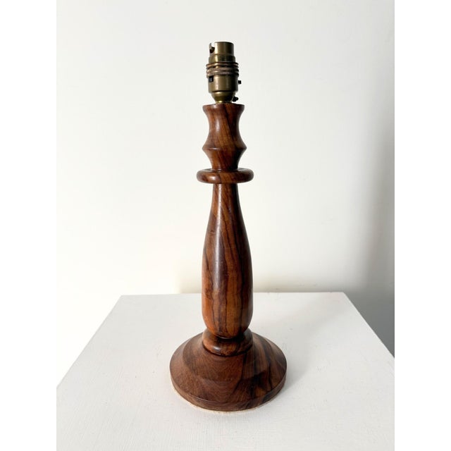 Turned Walnut Table Lamp, Britain, 1930s For Sale - Image 3 of 6