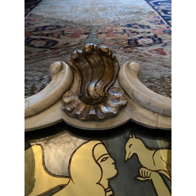 Wood Early 20th Century Maison Jansen Verre églomisé French Style Mid Century Carved Gilt Mirror For Sale - Image 7 of 11
