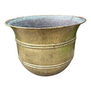1960s Italian Hammered Brass Planter Stamped Egidio Casagrande