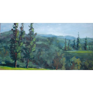 Modern Oil Painting Landscape - Campground View For Sale