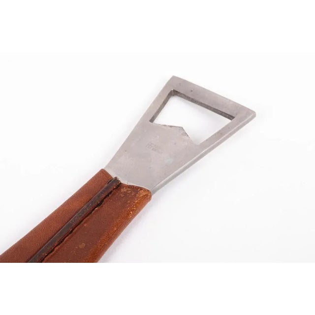 Brown Austrian Bottle Openers in Leather and Steel from Carl Auböck, 1960s, Set of 2 For Sale - Image 8 of 9