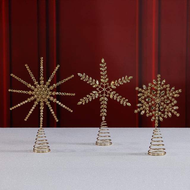 Elevate your holiday décor with this stunning set of jeweled Christmas tree toppers, featuring three unique designs that...