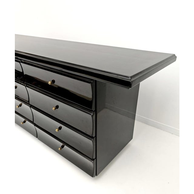 Chest of Drawers in Glossy Black Lacquered Wood, 1980s For Sale - Image 12 of 18