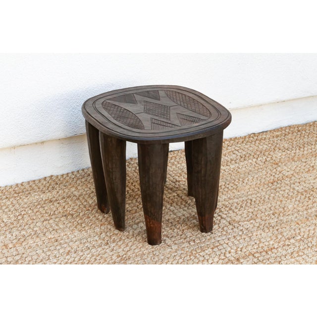 Patinated Dark Brown African Stool For Sale - Image 4 of 7