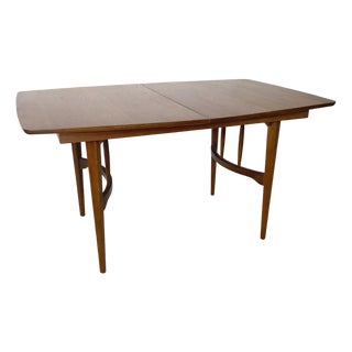 Mid-Century Walnut Extension Dining Table, Sculpted Base For Sale