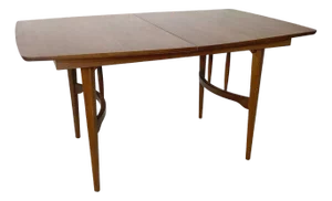 Mid-Century Walnut Extension Dining Table, Sculpted Base