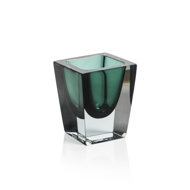 Carrara Polished Green Glass Vase, 4" For Sale In Los Angeles - Image 6 of 6