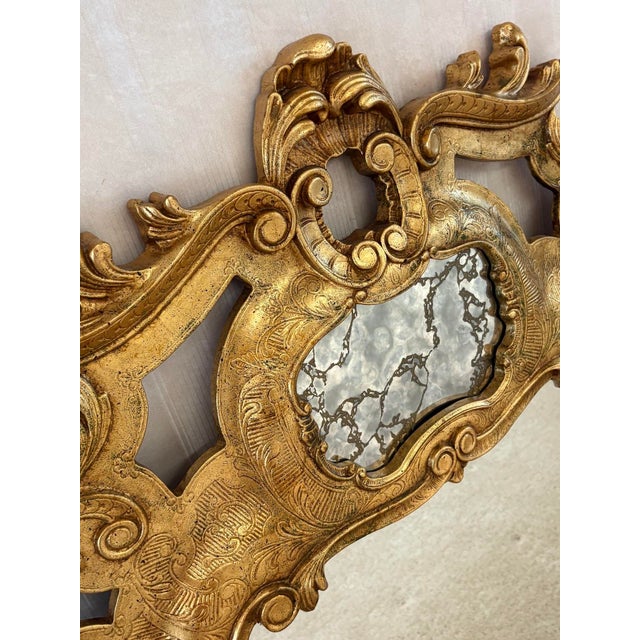 Hollywood Regency Hollywood Regency 1960s-70s Large Giltwood Ornate Wall Mirror For Sale - Image 3 of 3