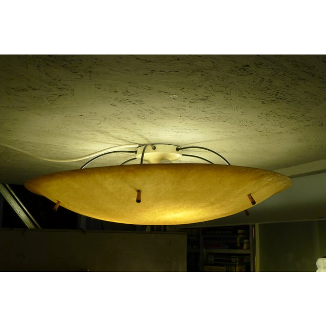 Metal Mid-Century Ceiling Lamp in Yellow Fiberglass and Brass, 1950s For Sale - Image 7 of 8