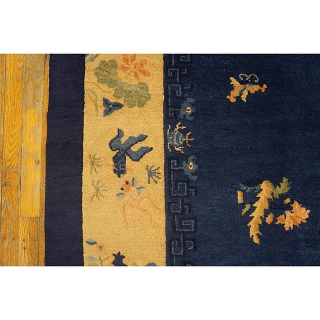1920s Antique Chinese Peking Rug Classic Greek Key Hand Knotted Wool 1920s 9'1" X11'8" For Sale - Image 5 of 9
