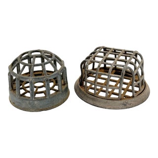Vintage Metal Floral Frogs Attributed to Dazey - A Pair For Sale