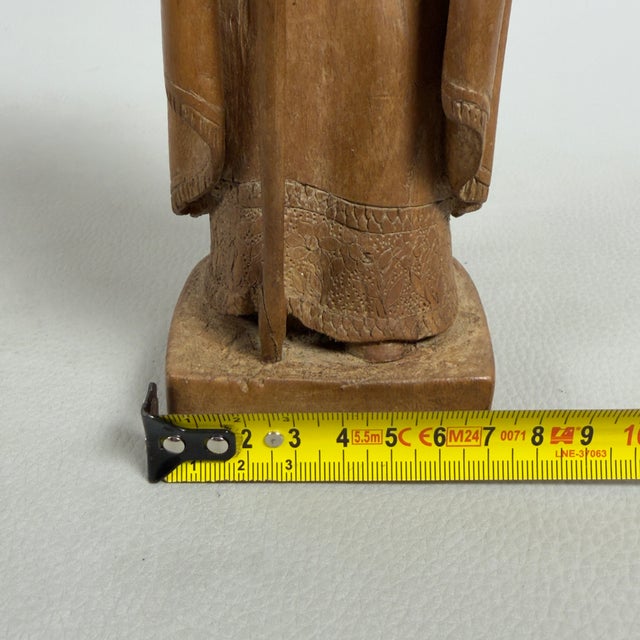 Vintage Carved Wooden Sculpture of Saint Benedict of Norcia by Fonted, 1950s For Sale - Image 9 of 11