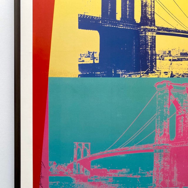 Andy Warhol Foundation Lithograph Print Framed Pop Art Poster " Brooklyn Bridge " 1983 For Sale In Kansas City - Image 6 of 17