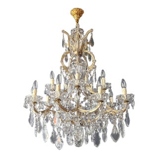 1930s Maria Theresa Crystal Lustre Art Nouveau Chandelier For Sale