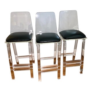 1970s Vintage Lucite Bar Stools - Set of 3 For Sale