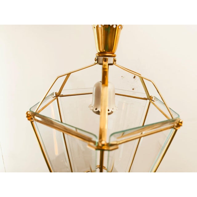 Brass and Clear Glass Lantern For Sale - Image 9 of 18