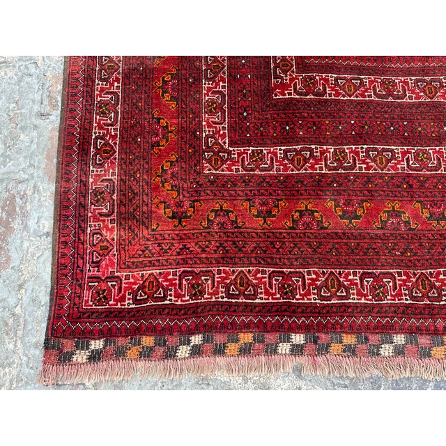 this is an afghan hand knotted bokhara turkmen pattern rug with its geometric high quality Tribal rug This Rug Hand...