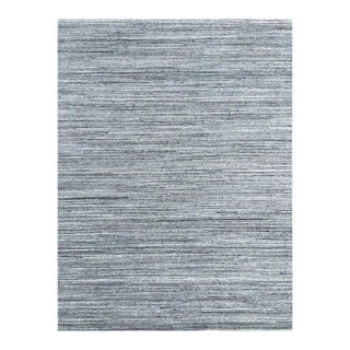 10x14 Gray Hand-Knotted Wool Striated Texture Geometric Modern Carpet Rug For Sale