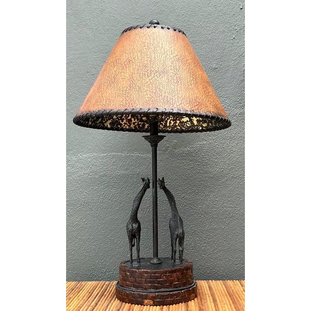 Rustic Vintage Maitland Smith Giraffe Bronze Table Lamp For Sale - Image 3 of 12