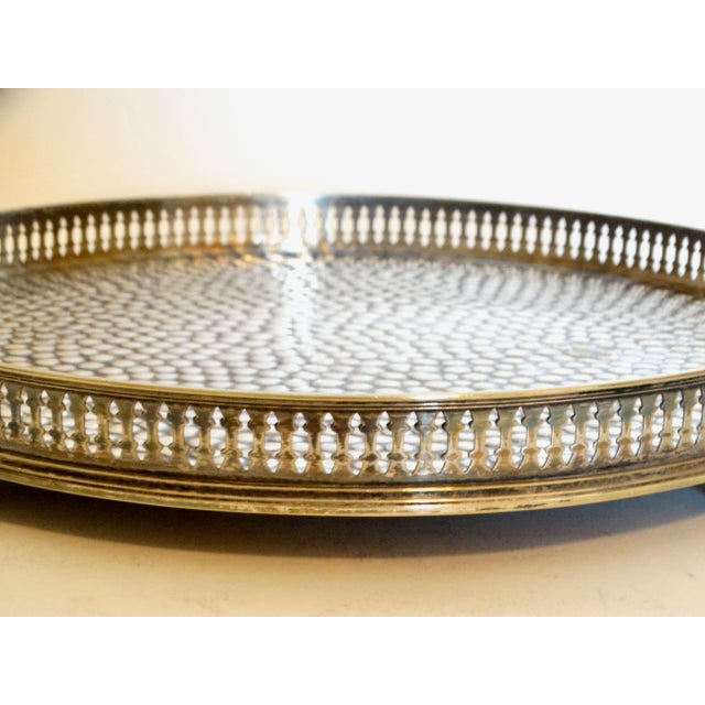 Footed Silver Plate Pierced Gallery Tray For Sale - Image 4 of 8