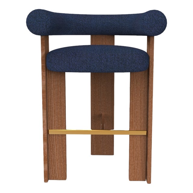 Collector Modern Cassette Bar Chair in Safire 11 Fabric and Smoked Oak by Alter Ego For Sale